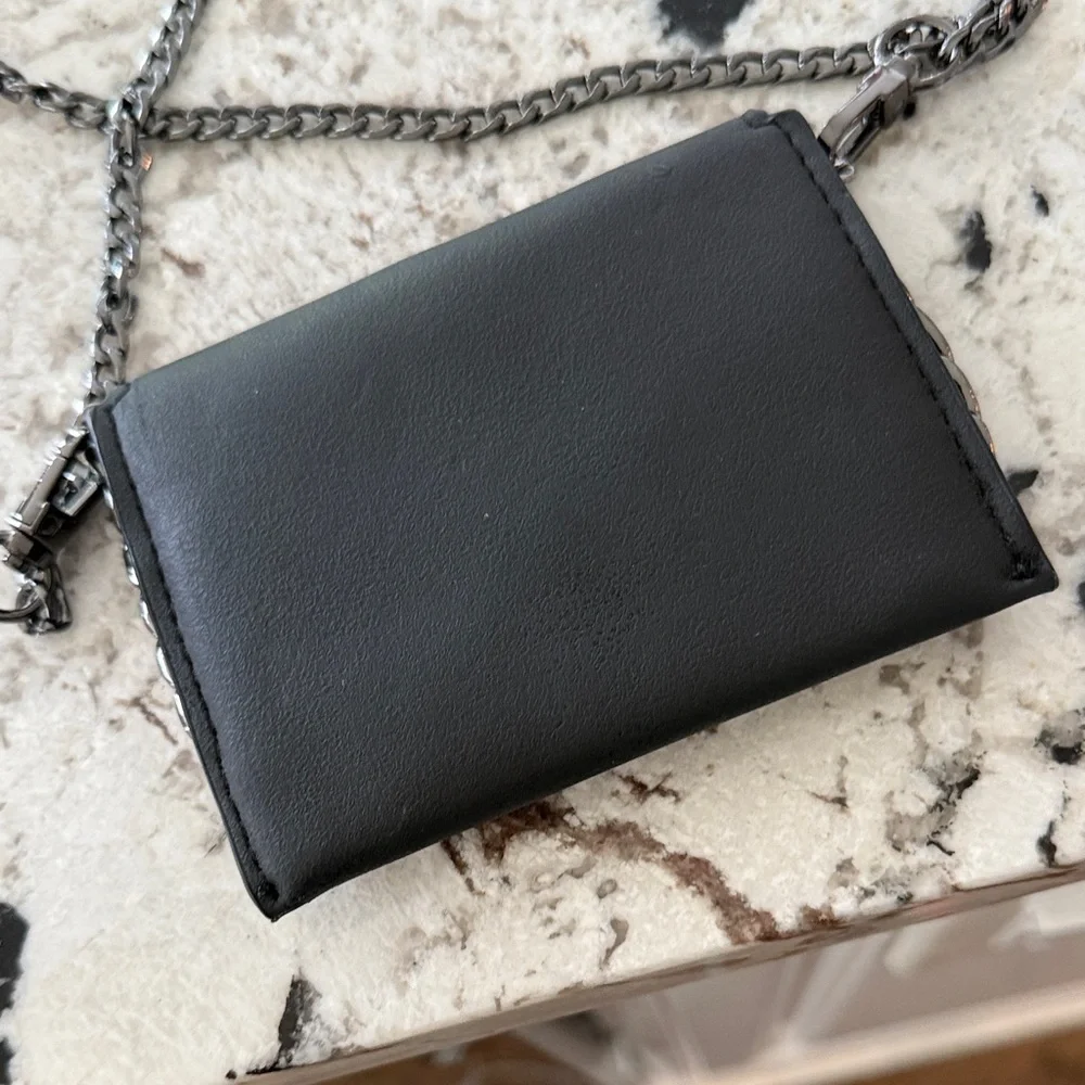 Upcycled Louis Vuitton Black and Silver Chain Wallet - Picture 2 of 4